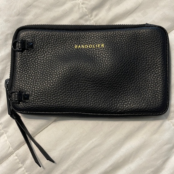 Bandolier Bags Bandolier Pebble Leather Zip Pouch In Blackgold